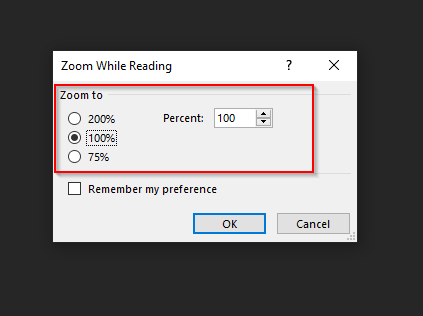 excel for mac default zoom